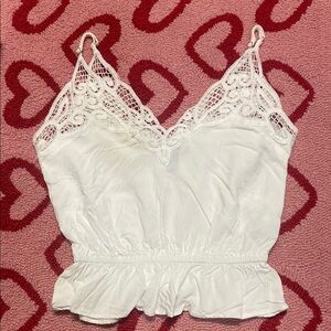 White Lace Trim Cami Top